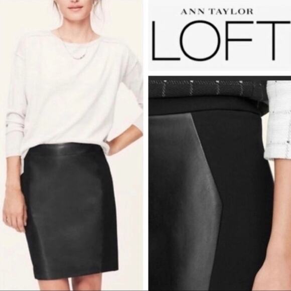 Ann Taylor Loft  Black Gunuine Leather Mini Skirt - Picture 8 of 8